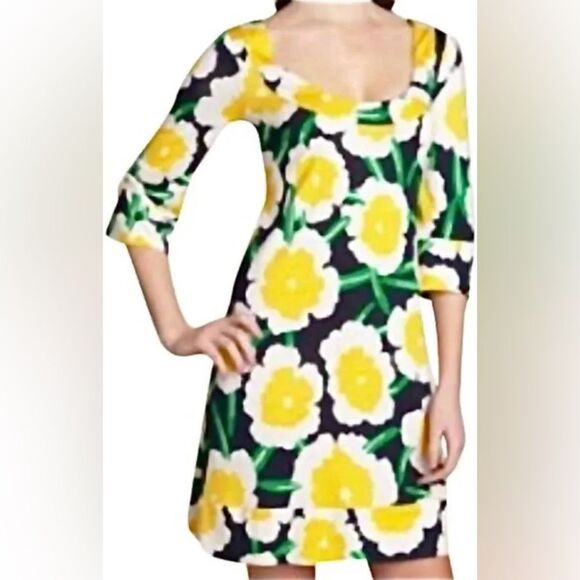 Diane‎ Von Furstenberg Yellow Floral Long Sleeve Dress - Picture 2 of 8